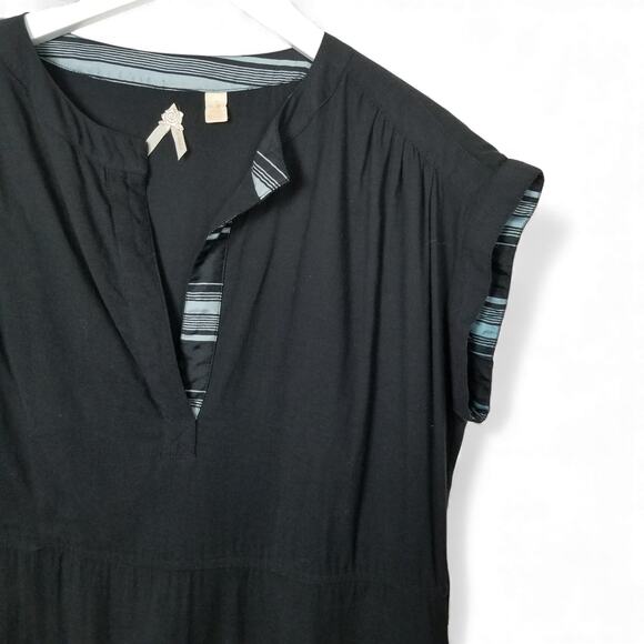 MAEVE Black Sheath Dress Silk Trim V-neck Front Pockets - Size 2 - Picture 2 of 9